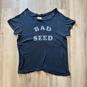 Current/Elliott The Crewneck Tee In Sugar Bad Seed Black Size L Single Stitch
